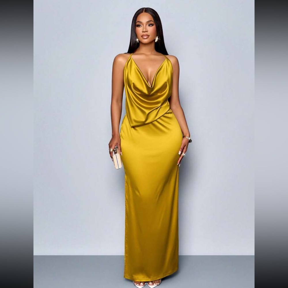 Elegant Gold Evening Gown
